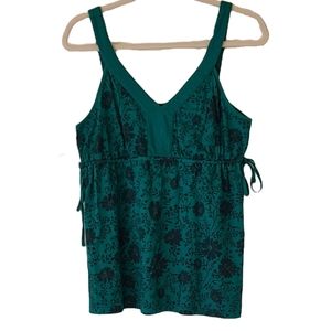 Sonoma teal floral adjustable empire tank Size L